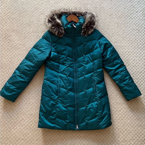 Lands End teal puffer coat jacket - Picture 3 of 7
